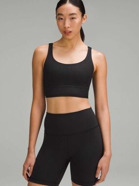 Lululemon Energy Ribbed Longline Bra Medium Support, Black, Size 6